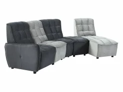 Vente-unique Sofá rinconera relax modular de terciopelo gris claro y antracita ALFORD