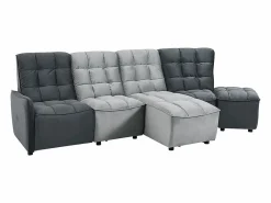 Vente-unique Sofá rinconera relax modular de terciopelo gris claro y antracita ALFORD