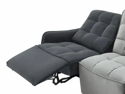 Vente-unique Sofá rinconera relax modular de terciopelo gris claro y antracita ALFORD