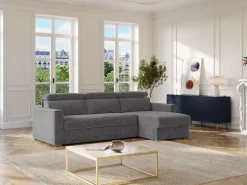 New Sofá rinconera reversible convertible tipo italiano en tela gris - Cama 160 cm VIZIR Sofás Y Sillones