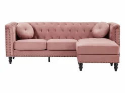 Vente-unique Sofá rinconera reversible de terciopelo capitoné Rojo viejo TURNER