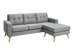 Vente-unique Sofá rinconera reversible de tela jaspeado patas de madera BARTOLOME