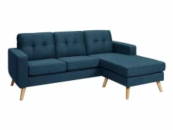 Vente-unique Sofá rinconera reversible de tela oscuro patas de madera BARTOLOME