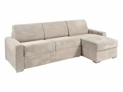 Outlet Vente-unique Sofá rinconera reversible de apertura rápida pana 140 cm - 14 cm CALITO Beige