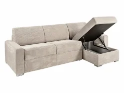 Outlet Vente-unique Sofá rinconera reversible de apertura rápida pana 140 cm - 14 cm CALITO Beige