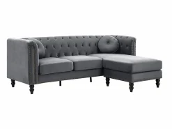 Vente-unique Sofá rinconera reversible de terciopelo capitoné antracita TURNER