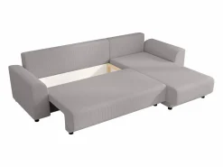 Sale Vente-unique Sofá rinconera reversible de pana NESSARO Gris claro