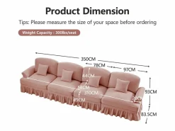 Online Sofá rinconero convertible con puff incluido espuma alta densidad chenilla Rosa