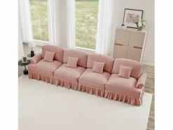 Online Sofá rinconero convertible con puff incluido espuma alta densidad chenilla Rosa