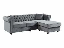 New Vente-unique Sofá rinera chesterfield terciopelo charme TOLEDO Gris antracita