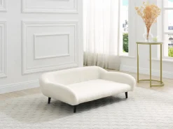 Vente-unique Sofá, sillón, cama para mascotas de tela y madera - L.99 x Alt. .32 cm, blanco ZOLIA
