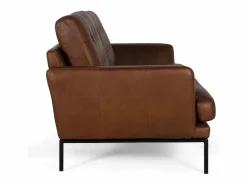 Clearance Sofá tapizado en piel estilo vintage y patas de metal 3 plazas Sofá De Piel