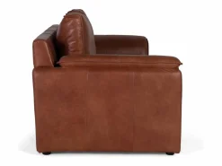 Clearance Giner y colomer Sofá tapizado en piel natural estilo vintage 3 plazas Marru00f3n