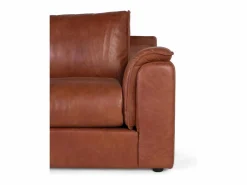 Clearance Giner y colomer Sofá tapizado en piel natural estilo vintage 3 plazas Marru00f3n
