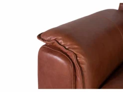 Clearance Giner y colomer Sofá tapizado en piel natural estilo vintage 3 plazas Marru00f3n