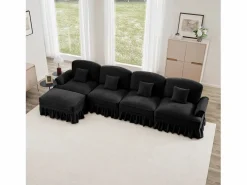 Online Sofá Versátil Forma en L Puff móvil Falda opcional Chenilla Sofá Modular