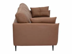Hot Sofá vintage de 3 plazas de cuero marrón y madera oscura DAVEN Sofá De Piel
