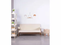Nest Dream Sofá vintage en madera de teca y tapizado en boucle - Daneu -