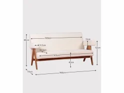 Nest Dream Sofá vintage en madera de teca y tapizado en boucle - Daneu -