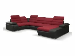 Discount Vente-unique Sofá XXL Rojo/Negro ángulo derecho BOILEAU - Barato Negro / Rojo