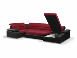 Discount Vente-unique Sofá XXL Rojo/Negro ángulo derecho BOILEAU - Barato Negro / Rojo