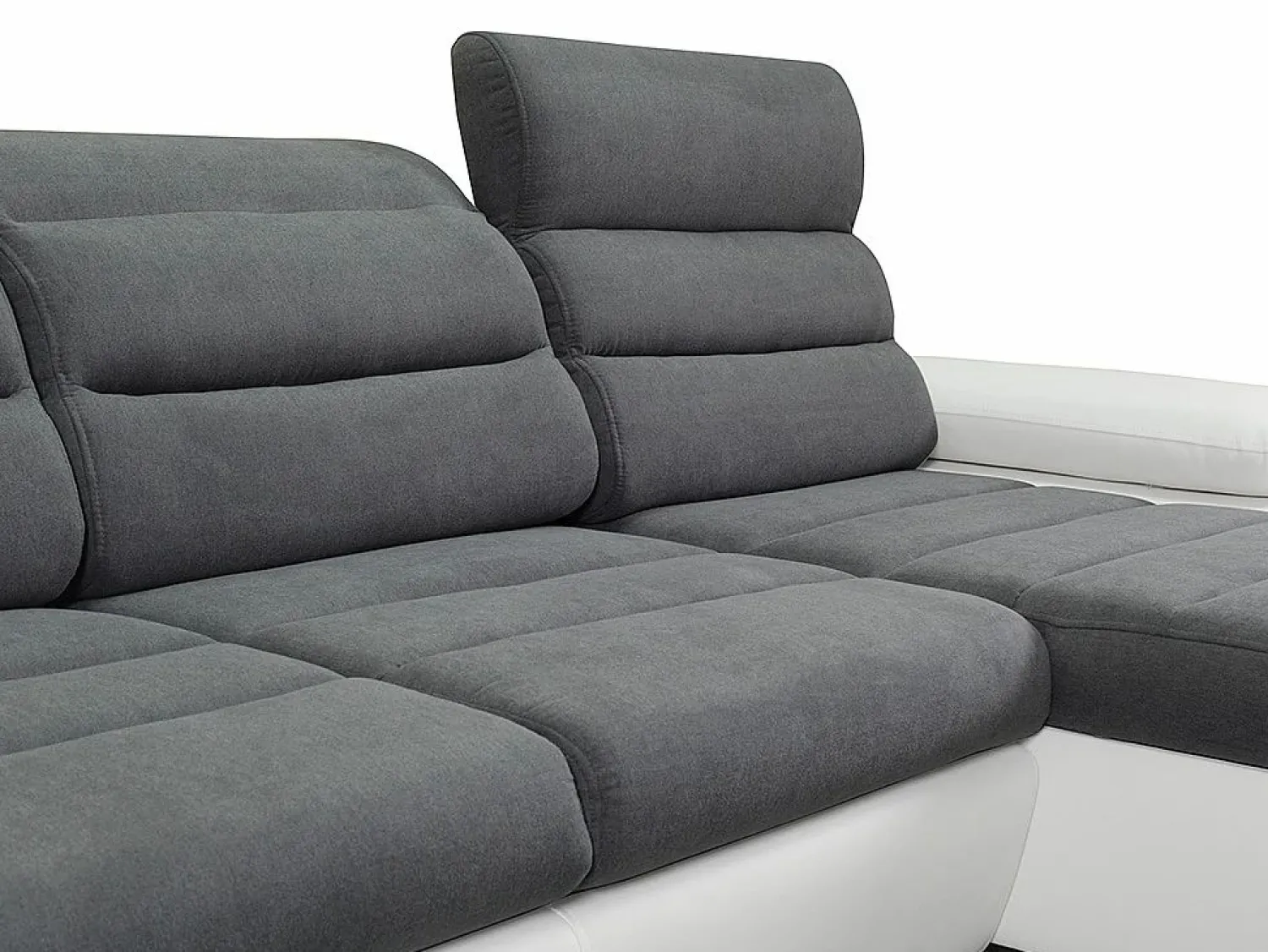 Vente-unique Sofá XXL Sofá XXL gris/blanco ángulo derecho BOILEAU