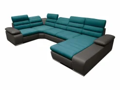 Discount Vente-unique Sofá XXL turquesa y antracita ángulo derecho BOILEAU Gris antracita / Azul turquesa
