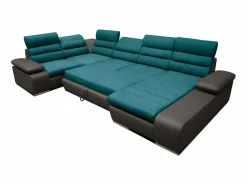 Discount Vente-unique Sofá XXL turquesa y antracita ángulo derecho BOILEAU Gris antracita / Azul turquesa