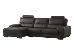 Clearance Vente-unique Sofá y puf de piel ángulo izquierdo METROPOLITAN II Negro