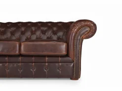 Best Sofa 3+2 plazas chesterfield de piel envejecida CLOTAIRE Conjunto Sofás