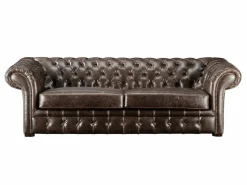 Vente-unique Sofa 3+1 plazas de piel envejecida chesterfield CLOTAIRE