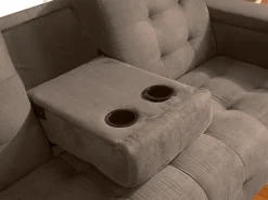 Vente-unique Sofa cama 3 plazas clic-clac de microfibra, marrón DEVONSHIRE