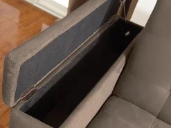 Vente-unique Sofa cama 3 plazas clic-clac de microfibra, marrón DEVONSHIRE