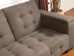Vente-unique Sofa cama 3 plazas clic-clac de microfibra, marrón DEVONSHIRE