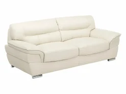 LINEA SOFA Sofa de 3 plazas de piel de becerro blanco THIBAULT
