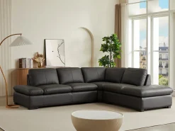 LINEA SOFA Sofa rinconera de piel, marrón, angulo derecho ONYX II