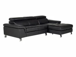 Clearance Sofa rinconera de piel negra y angulo derecho MISHIMA Sofá De Piel
