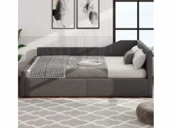 Outlet Sofá-cama acolchado 140×200 cm - con espacio de almacenamiento - con somier de láminas - MDF+lino - Cama Diván