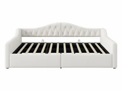 Best Sofá-cama acolchado 140×200 cm - con tira luminosa LED - almacenamiento - con somier de láminas - Cama Diván