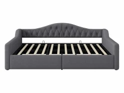 Hot Sofá-cama acolchado 140×200 cm - con tira LED luminosa - compartimento de almacenamiento - con somier de láminas - Cama Diván