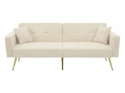 KOMHTOM Sofá-cama con función de cama, ángulo ajustable, patas doradas, con cojines y bolsillos de almacenamiento laterales,