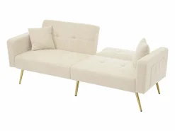 KOMHTOM Sofá-cama con función de cama, ángulo ajustable, patas doradas, con cojines y bolsillos de almacenamiento laterales,