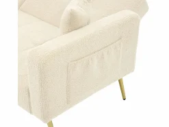 KOMHTOM Sofá-cama con función de cama, ángulo ajustable, patas doradas, con cojines y bolsillos de almacenamiento laterales,