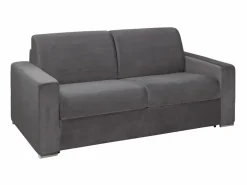 Clearance Vente-unique Sofá-cama exprés 3 plazas 14 cm terciopelo Gris CALITO Gris antracita