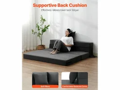 Sofá-Cama Plegable SucceBuy, 3 en 1 con 2 Almohadas, Gris Oscuro, Queen Gris antracita