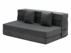 Sofá-Cama Plegable SucceBuy, 3 en 1 con 2 Almohadas, Gris Oscuro, Queen Gris antracita