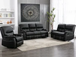 Vente-unique Sofás 2 plazas relax de piel sintética negra 5 niveles de inclinación CANBY