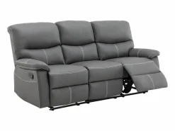 New Vente-unique Sofás 3+2 relax: manual de piel sintética pespuntes blancos CANBY Gris