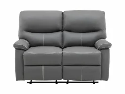 New Vente-unique Sofás 3+2 relax: manual de piel sintética pespuntes blancos CANBY Gris