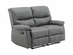 New Vente-unique Sofás 3+2 relax: manual de piel sintética pespuntes blancos CANBY Gris